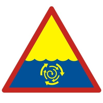 Znak informacyjny wiry wodne