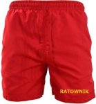 Czerwone spodenki ratownika wodnego.