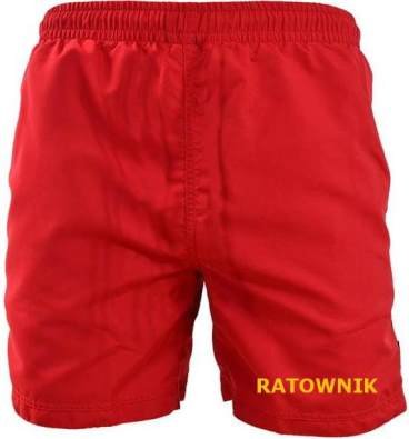 Czerwone spodenki ratownika wodnego.